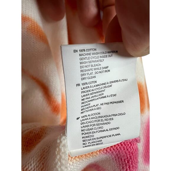 RD Style Women's White Pink Cotton Tie Dye V-Neck Cropped Sweaters Size Medium - Picture 4 of 5